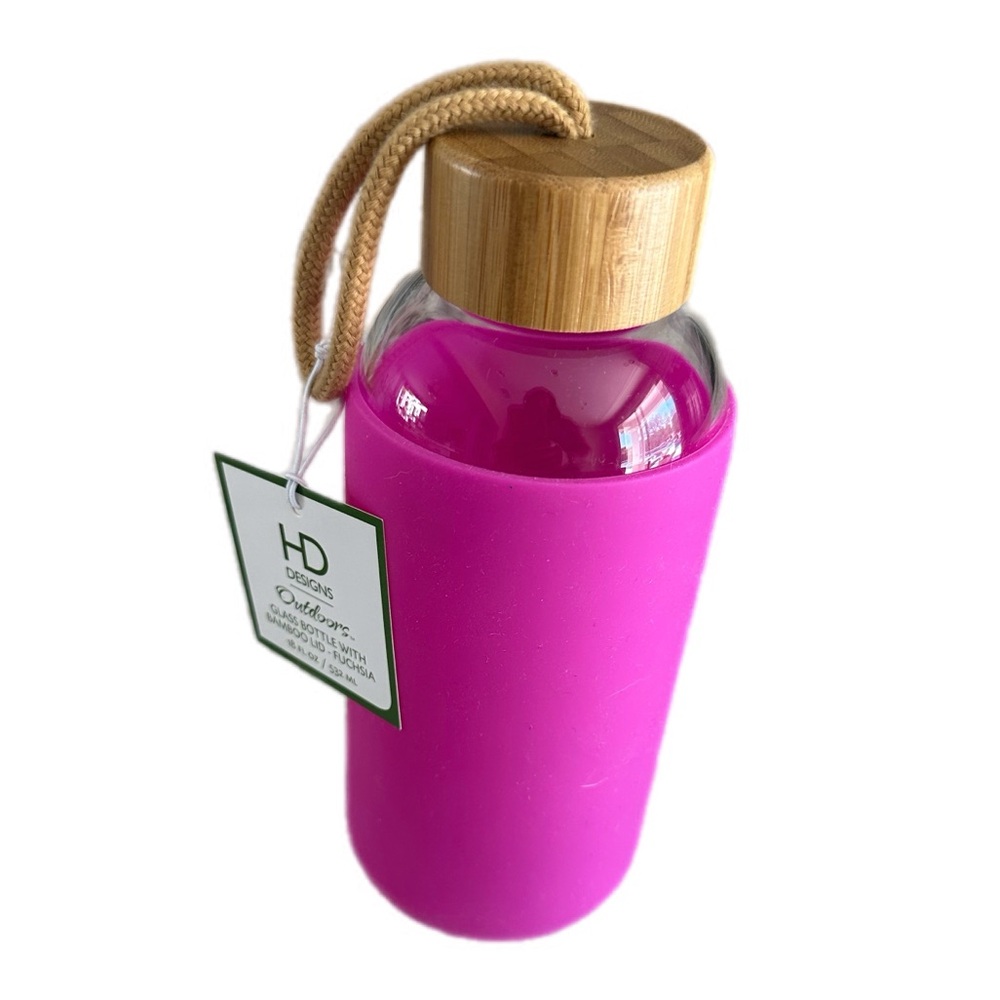 HD Designs Outdoors Glass‎ Water Bottle with Bamboo Lid - NWT